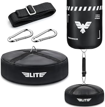 Elite Punching Bag Floor Anchor Heavy-Duty Double End Weight Bag, Waterproof Boxing Bag Anchor Stand Kit Equipment, 18-28 Adjustable Straps, Home Gym MMA, Muay Thai, Kickboxing Training Accessories