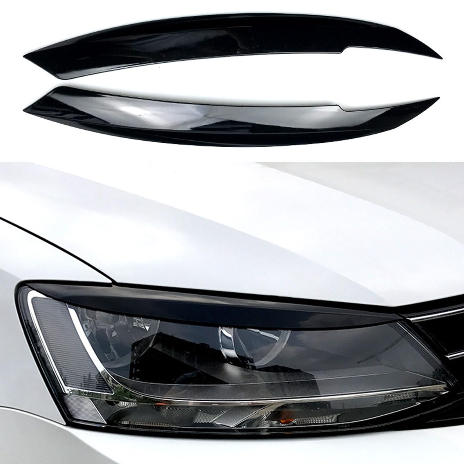 YPFYBHD Compatible with VW Jetta MK6 2011-2017, 1 Pair Car Headlight Eyebrow Eyelid Lamp Car Evil Eye Car Sticker Exterior Accessories Modification,Black