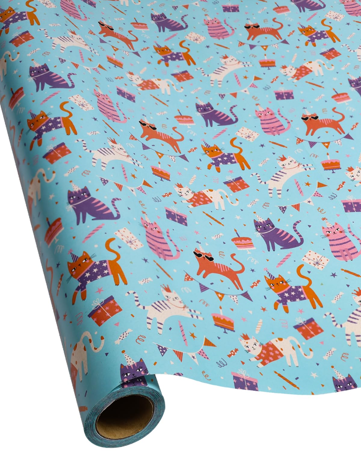 RayofSun Gift Wrapping Paper For Girls And Boys,Cool And Cute Cats Designs,Kids Happy Birthday Wrapping Paper Roll,Suitable For Birthdays,Parties,Baby Showers,17 Inch X 60ft Per Roll.