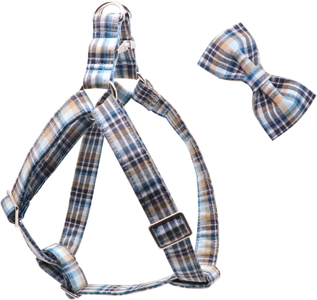 Lionet Paws Dog Harness with Bowtie Cotton No-Pull Adjustable Pet Harness with Metal Buckle for Small Medium Large Dogs Lionet Paws Dog Harness with Bowtie Cotton No-Pull Adjustable Pet Harness with Metal Buckle for Small Medium Large Dogs