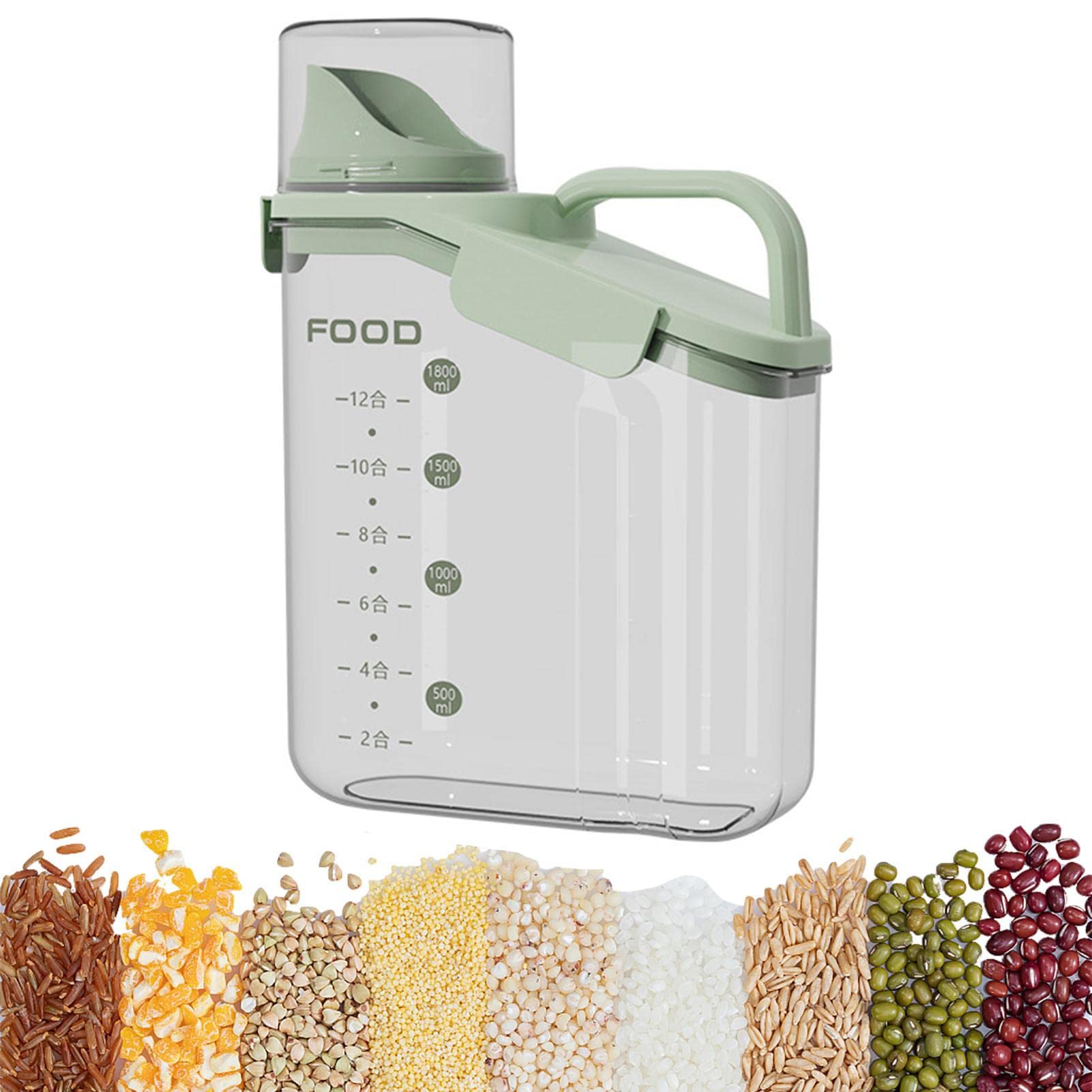 Récipient hermétique pour céréales, aliments secs | 4 L de stockage de riz avec bec verseur, séparation amovible, transparent N