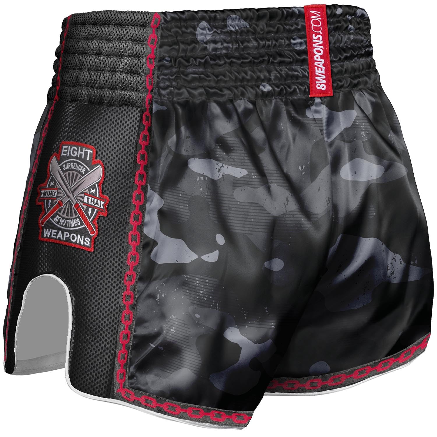 8 WEAPONS Muay Thai Shorts Urban Camo 2.0, Kickboxhose für Training & Wettkampf, Thaibox Shorts Satin, Atmungsaktiv, Langlebig, Kampfsporthose für MMA, K1, Boxen, Thai Boxen