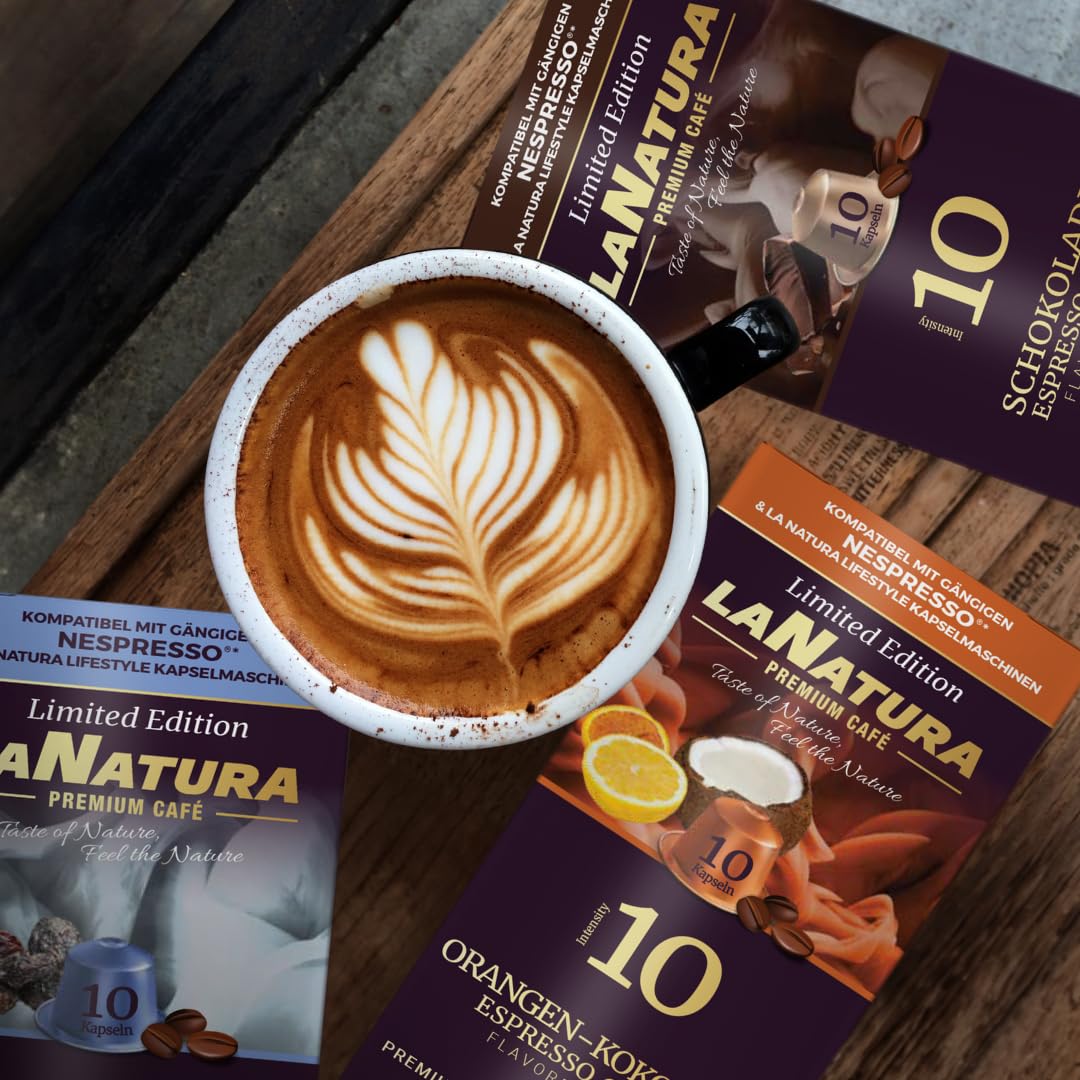 La Natura Lifestyle Pudełko na smak, 80 kapsułek do kawy i herbaty, kompatybilne z ekspresami do kawy Nespresso³, jagodami, karmelowym miodem, irlandzką kawą, pianką, orzechami laskowymi, wanilią