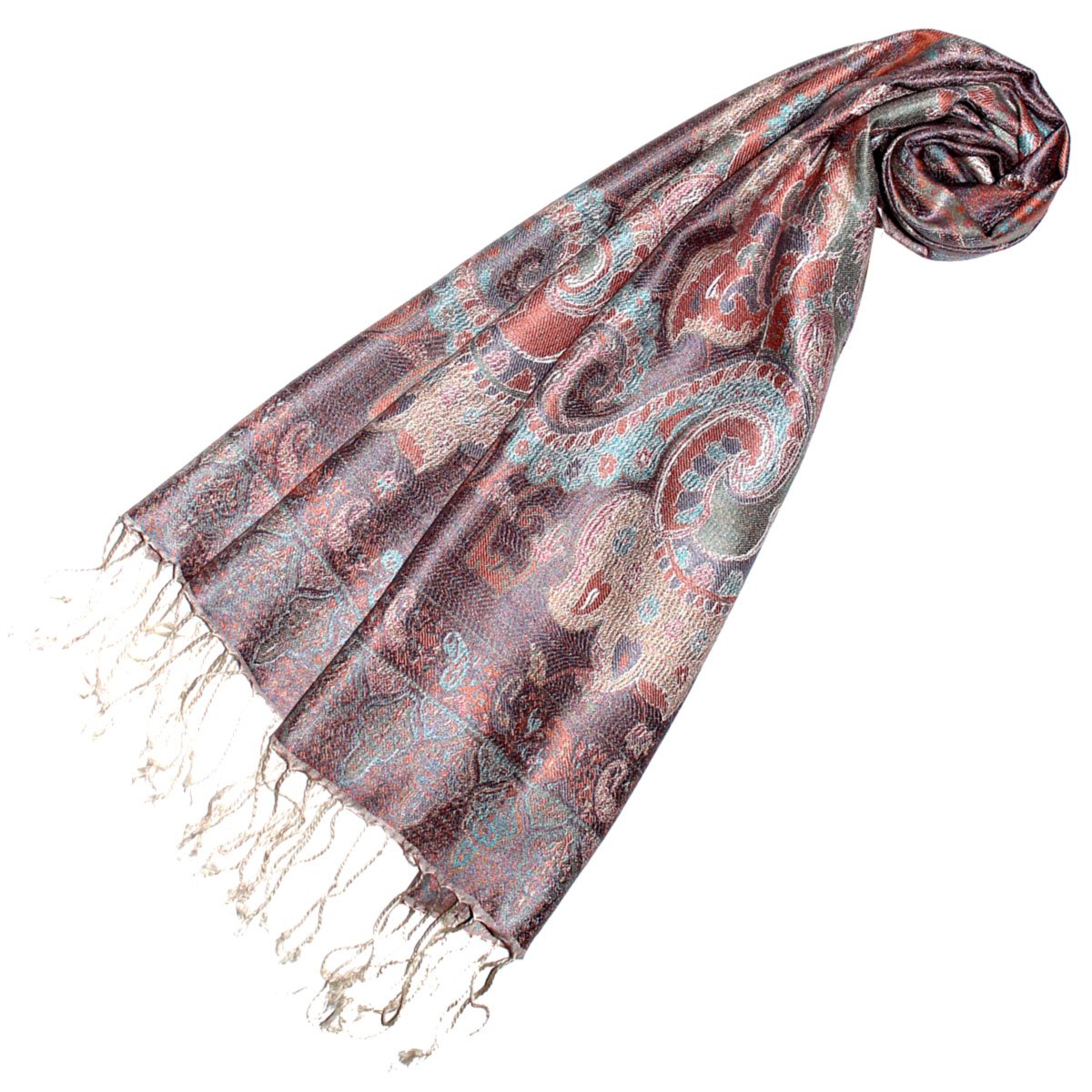 LORENZO CANA Pashmina pour la femme - écharpe de 100% soie avec les mesures de 35 x 160 cm - fait à la main – souple élégant en violet bleu ciel bois de rose rouge