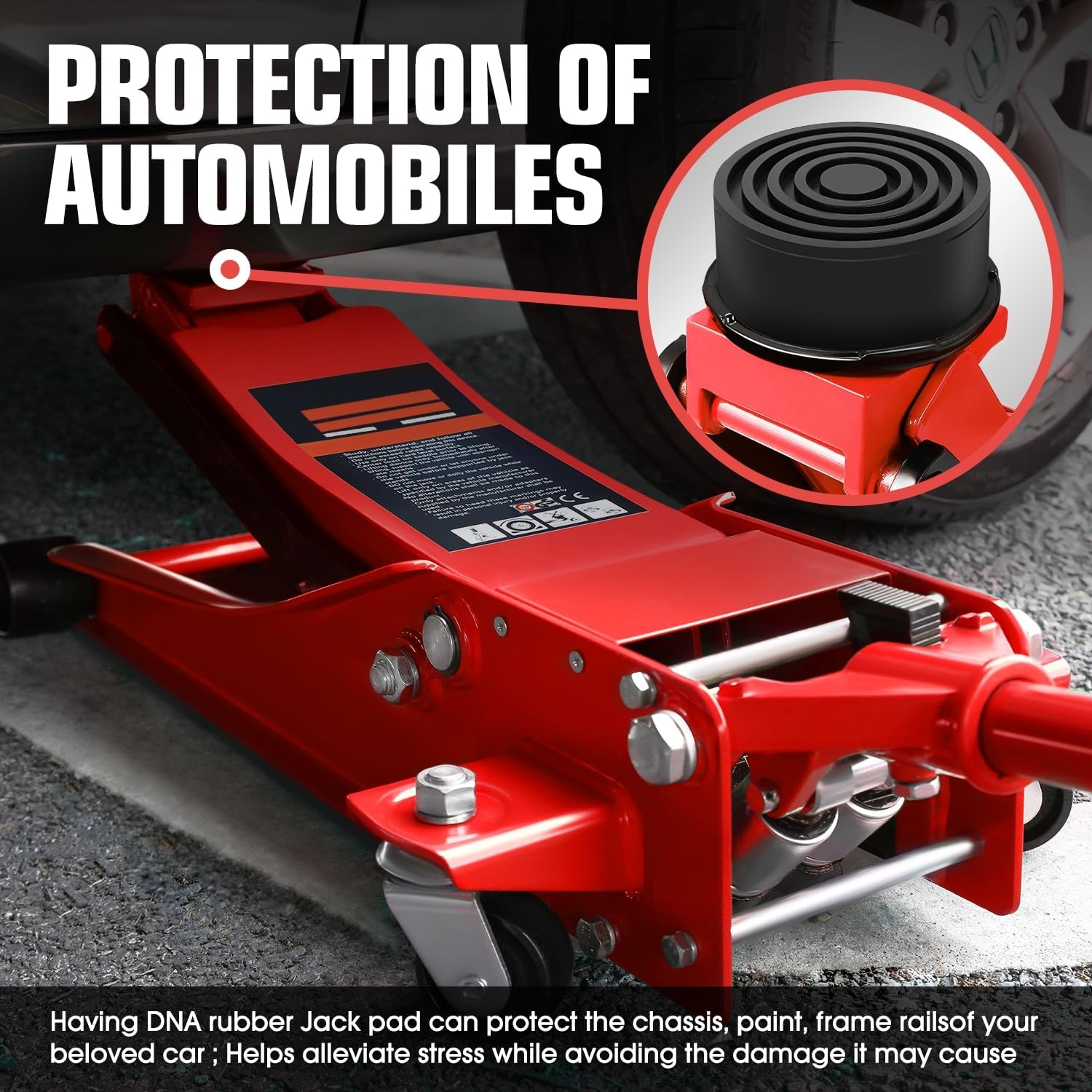 DNA Motoring 2pack Floor Jack Rubber Pad, Frame Rail Protector, Car Lifting Pads Universal Jack Pad Adapter for Floor Jack, TOOLS-00622
