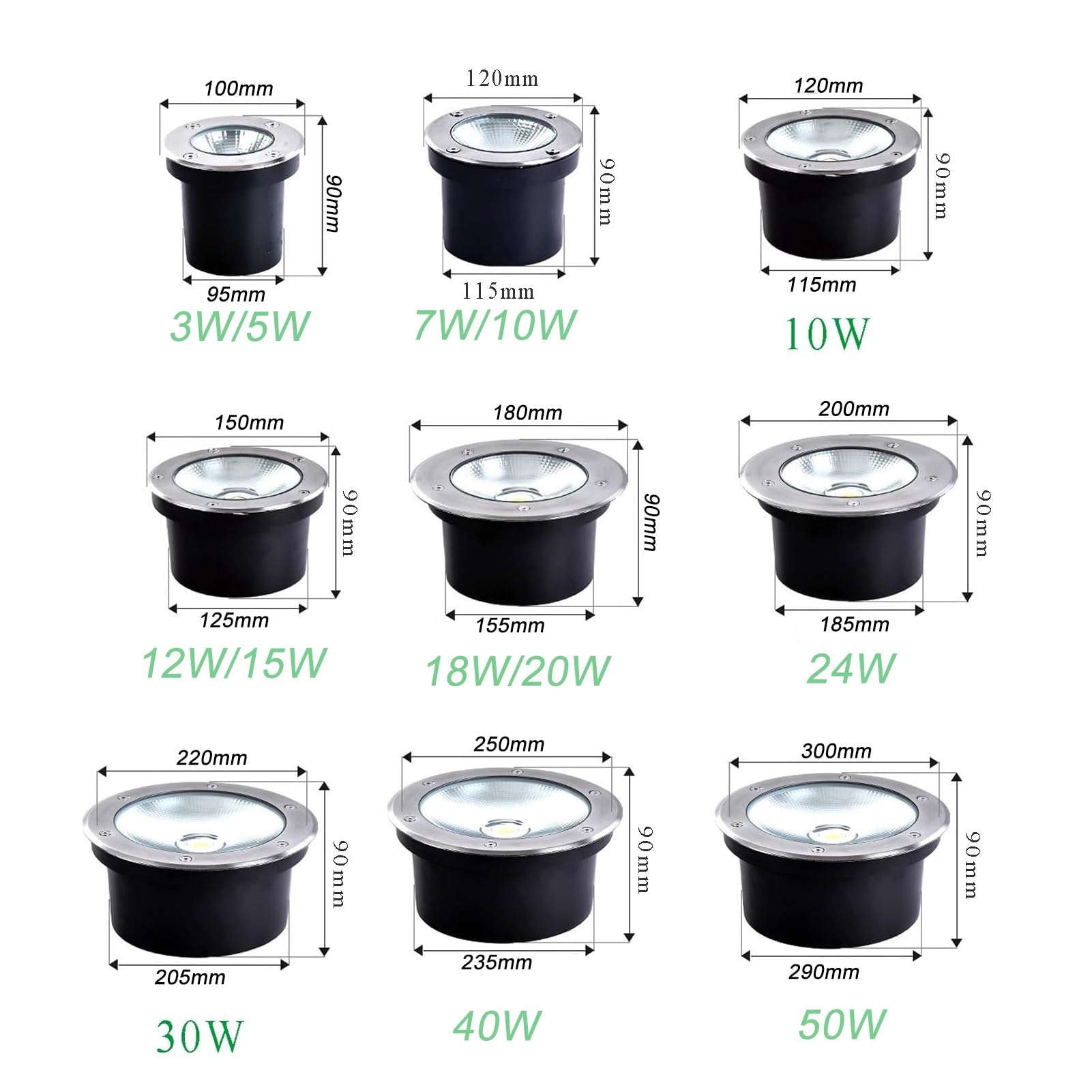 Luces De Paisaje - Foco LED Empotrable De Suelo, Luz Subterránea Impermeable IP67, Luces De Suelo Para Exteriores Jardines Patios AC85-265V, Para Hoteles, Villas(Warm White,10W)