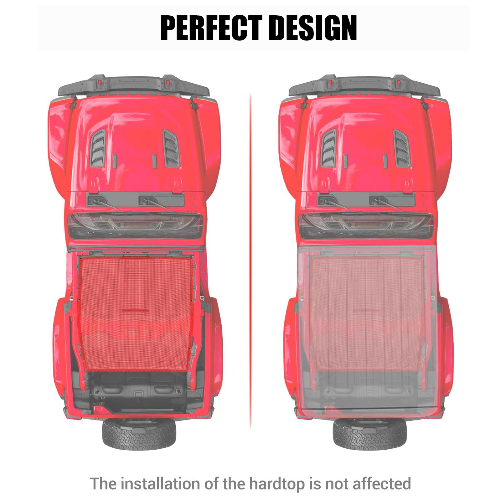 Parasol de Malla Superior Parasol, Bloqueador UV, Pantalla de Bikini para Jeep Wrangler JL JLU 2018-2022, 2 Puertas, Rubicon Sport Sport S Willys, Rojo,Standard