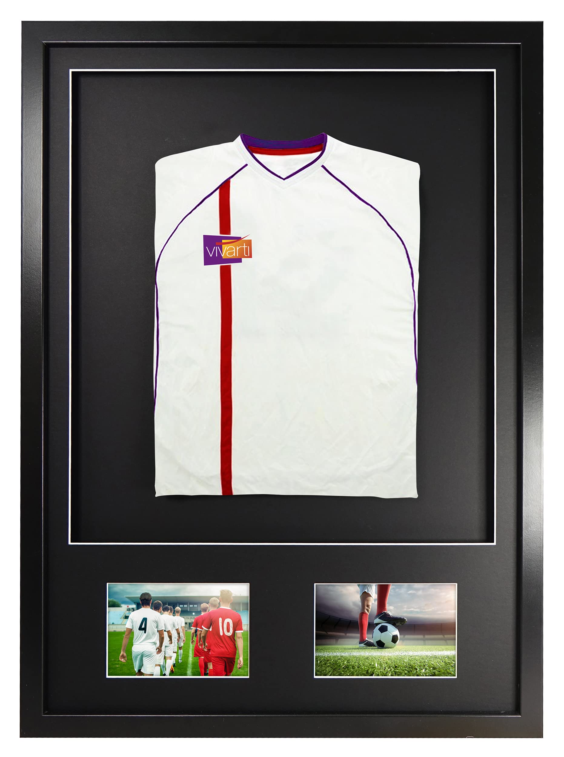 Vivarti Infant 3D Double Aperture Frame 50x70 – Black Frame with Black Mount & Backing Card – Infant Shirt & Photo Display Memorabilia — image 1