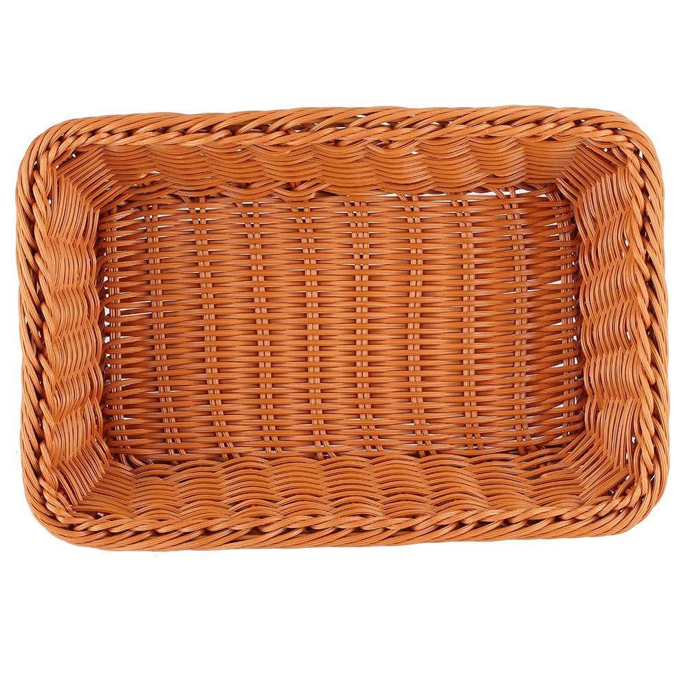 Cesta rectangular tejida de ratán sintético para pan y frutas
