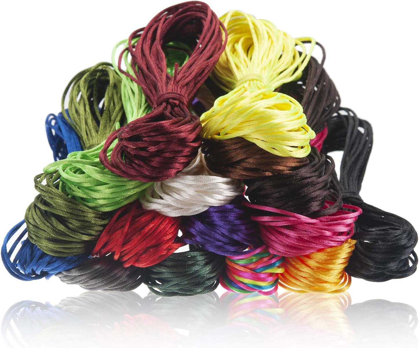 1 mm Nylon Cord for Bracelet Making, Silk Rattail Satin Cord for Chinese Knotting 16 Bundles, 175 Yards Totally Nylon String Beading Thread Rope for Jewelry, Necklace, Trim, Kumihimo and Macrame