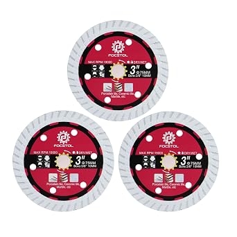 FOCSTOL Diamond Tile Saw Blade - 3pcs 75mm Cutting Disc for Ceramic Porcelain Tile Marble for Angle Grinder Arbor 10mm