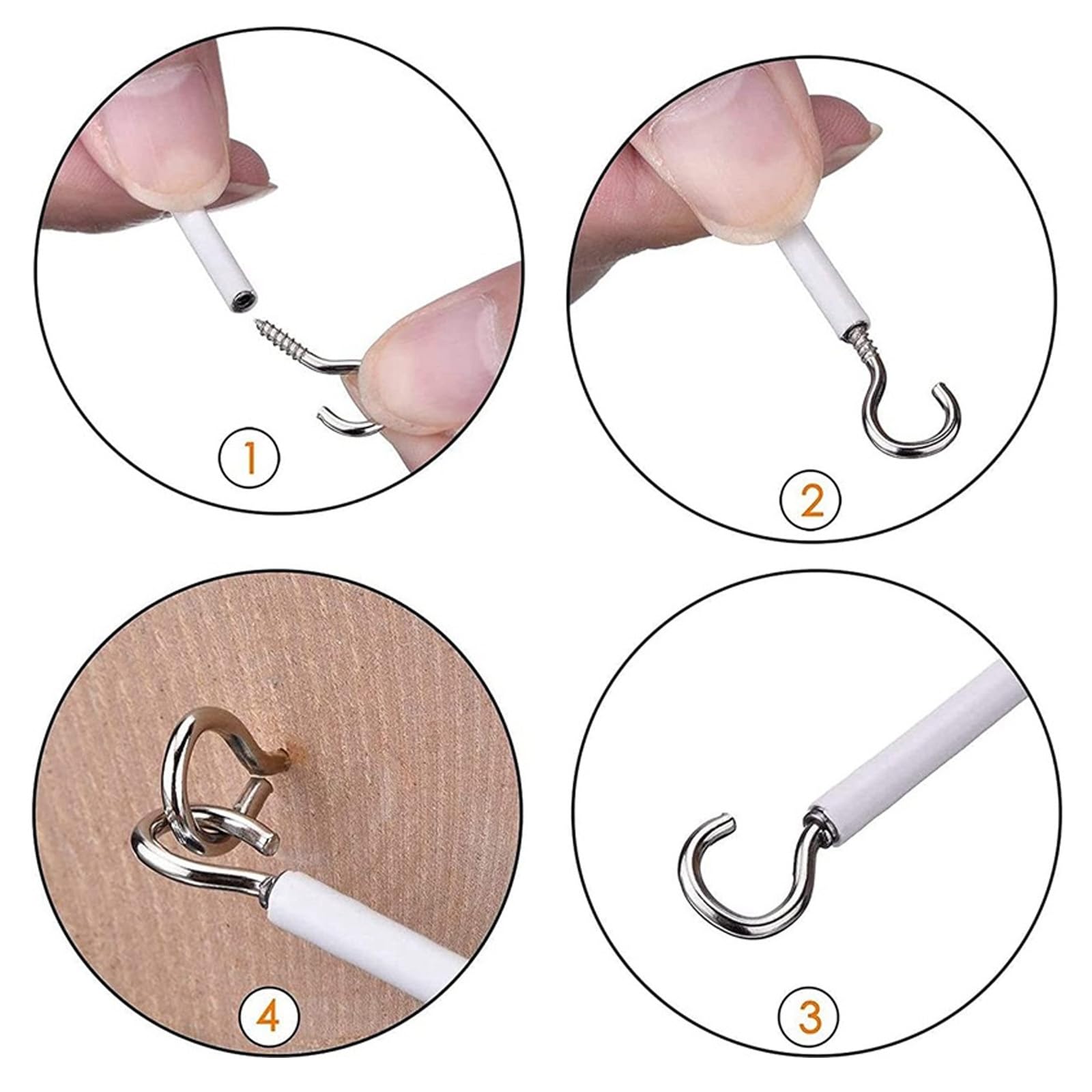 Net Curtain Wire with Hooks and Eye, 2 Meter Plastic Coated Curtain Wire with 4 Hooks and 4 Eyes, White, 2M - Image 4