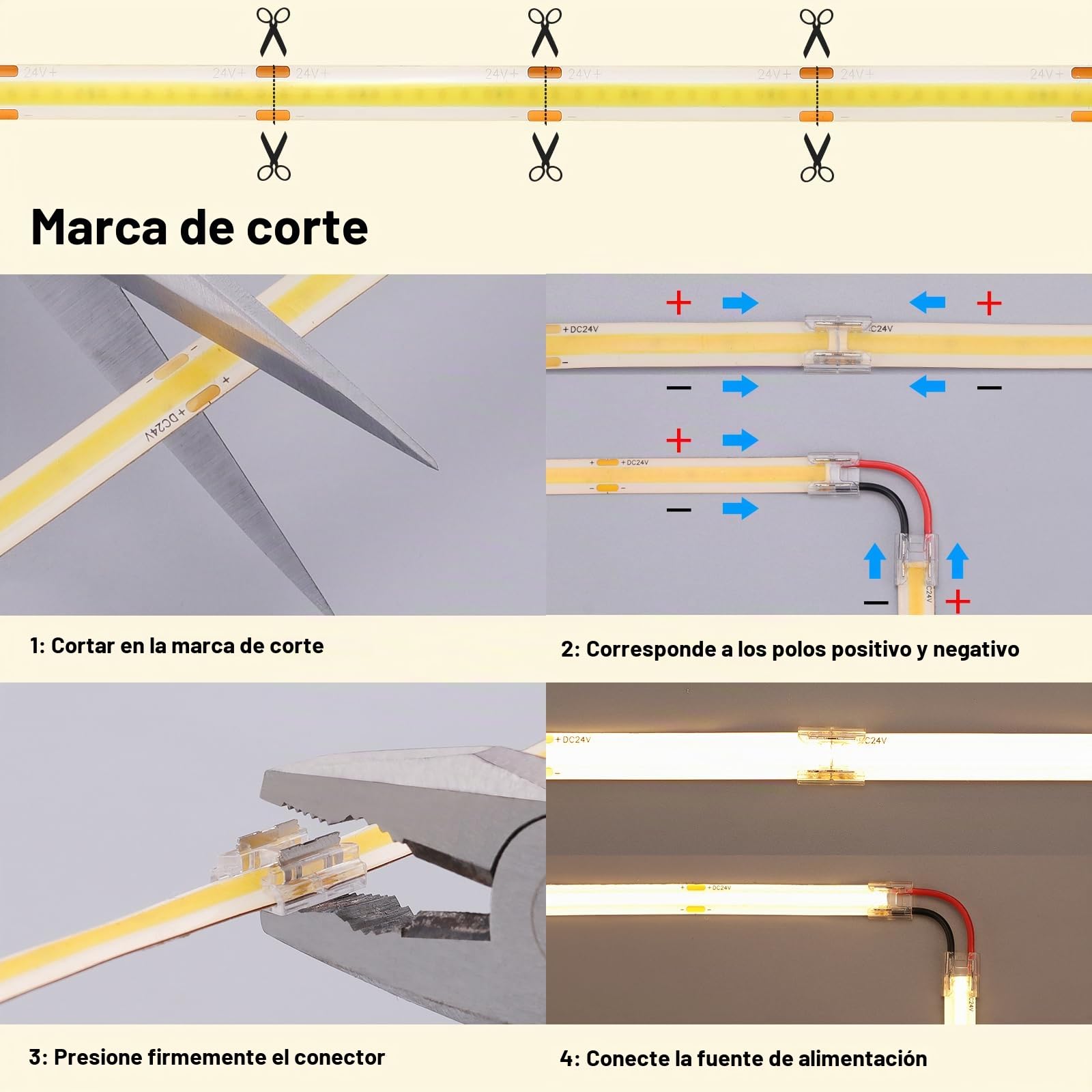 BENLUN Luces LED COB Habitacion IC de Corriente Constante 24V 20 Metros | 4000K Blanco Natural Tira LED de Interior Adhesiva 150W CRI 90+ con Transformador para habitacion, Techo, Cocina, Gaming
