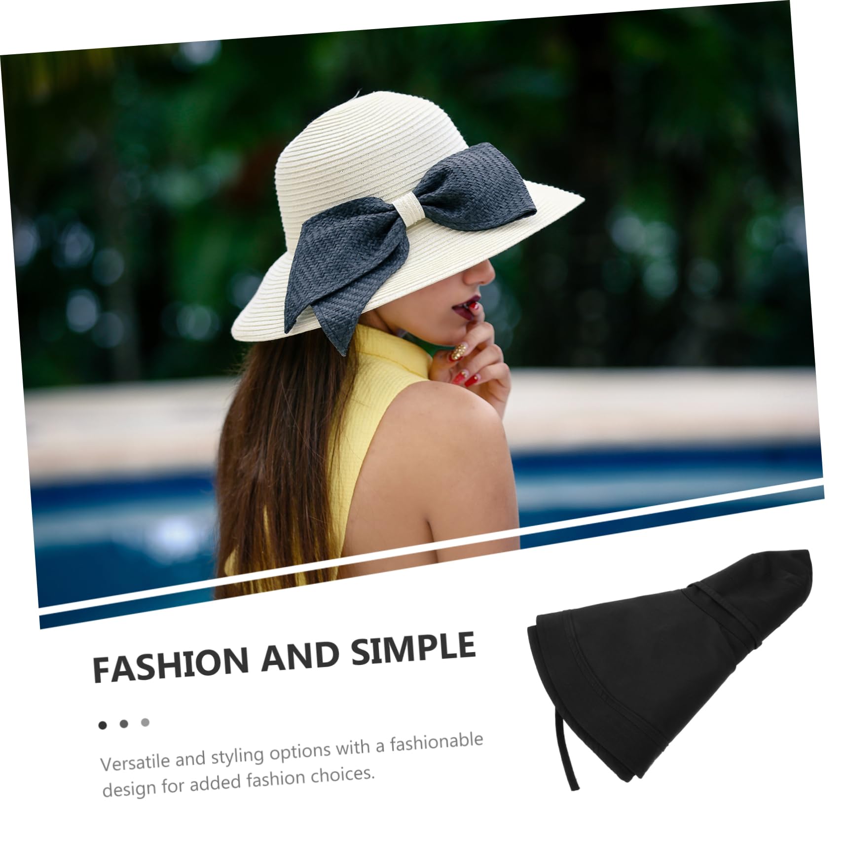 Sombrero de ala Ancha Sol para Mujer Negro Plegable UV