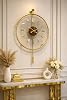 MetaQuartz Aksesuar Masif - Luxry Şefaf (TAMPERLİ KIRILMAZ CAM) - (50 ÇAP)- Quartz Mekanizma - Metal Duvar Saati GOLD 50 x 75