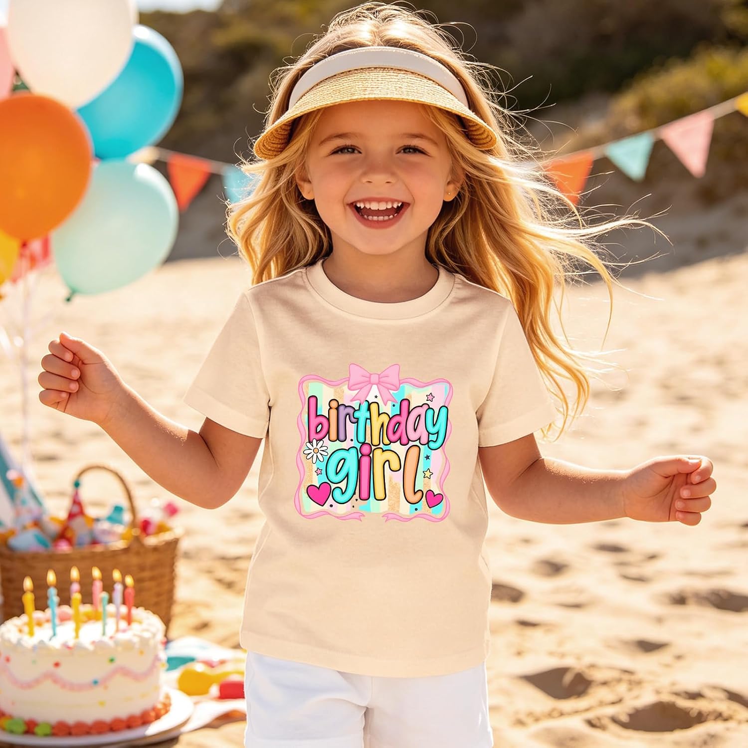 Bow Birthday Girl Shirts for Kid Toddler Girls Birthday Outfit B-Day T-Shirt Gift Party Tees Short Sleeve Tops 2-8Y