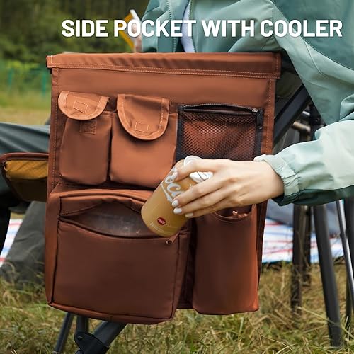 Miniatura 5 de TIMBER RIDGE Silla de campamento plegable de gran tamaño, respaldo alto, resistente para adultos, soporta hasta 500 libras con soporte para tazas,