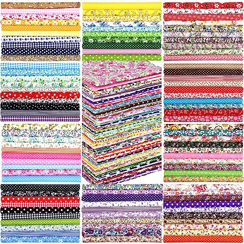 Newwiee 200 Pcs 8 X 8 Inch Cotton Fabric Bundle Precut Cotton Craft Fabric Multi Color Printed Floral Square Patchwork Fabric Sewing Quilting Fabric Supplies For Kids Diy Craft Scrapbooking #TOP7