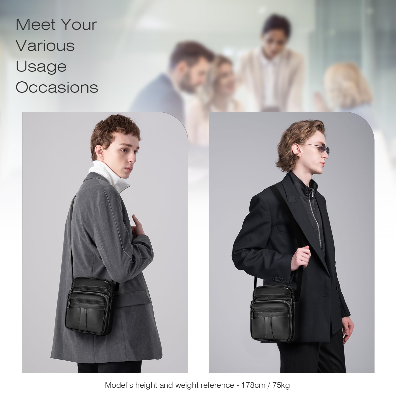 SPAHER Sacoche Homme Bandouliere Cuir Veritable Petit Sac Bandoulière Homme Sac Porté Epaule Sacs Business Vintage Sacs à Dos Porté Travers Pochettes Multifonctionnel Sacs à Main Voyage