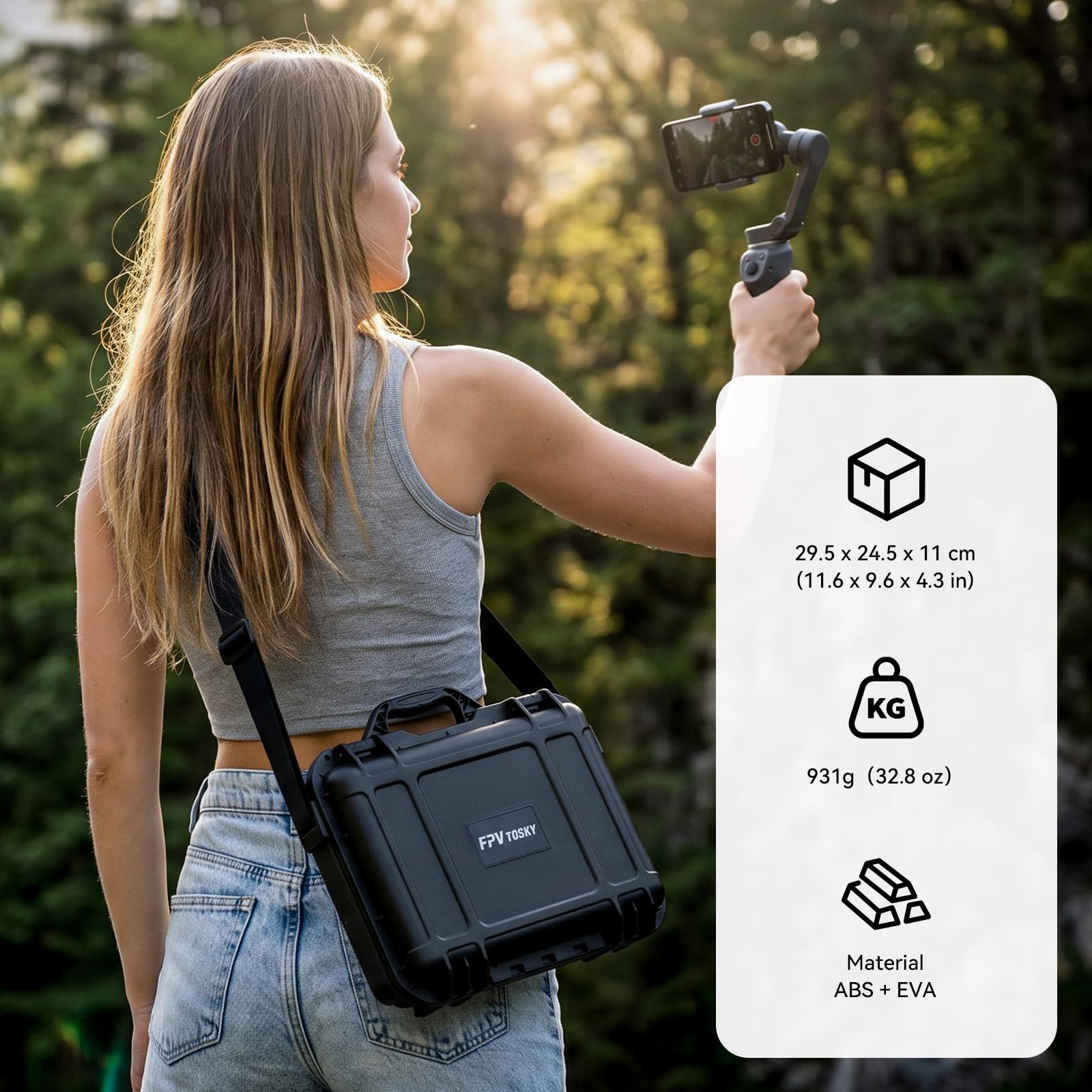 FPVtosky Étui Rigide Double Épaisseur pour DJI Osmo Mobile 8P, Mallette de Transport Étanche et Résistant aux Chocs en Mousse EVA