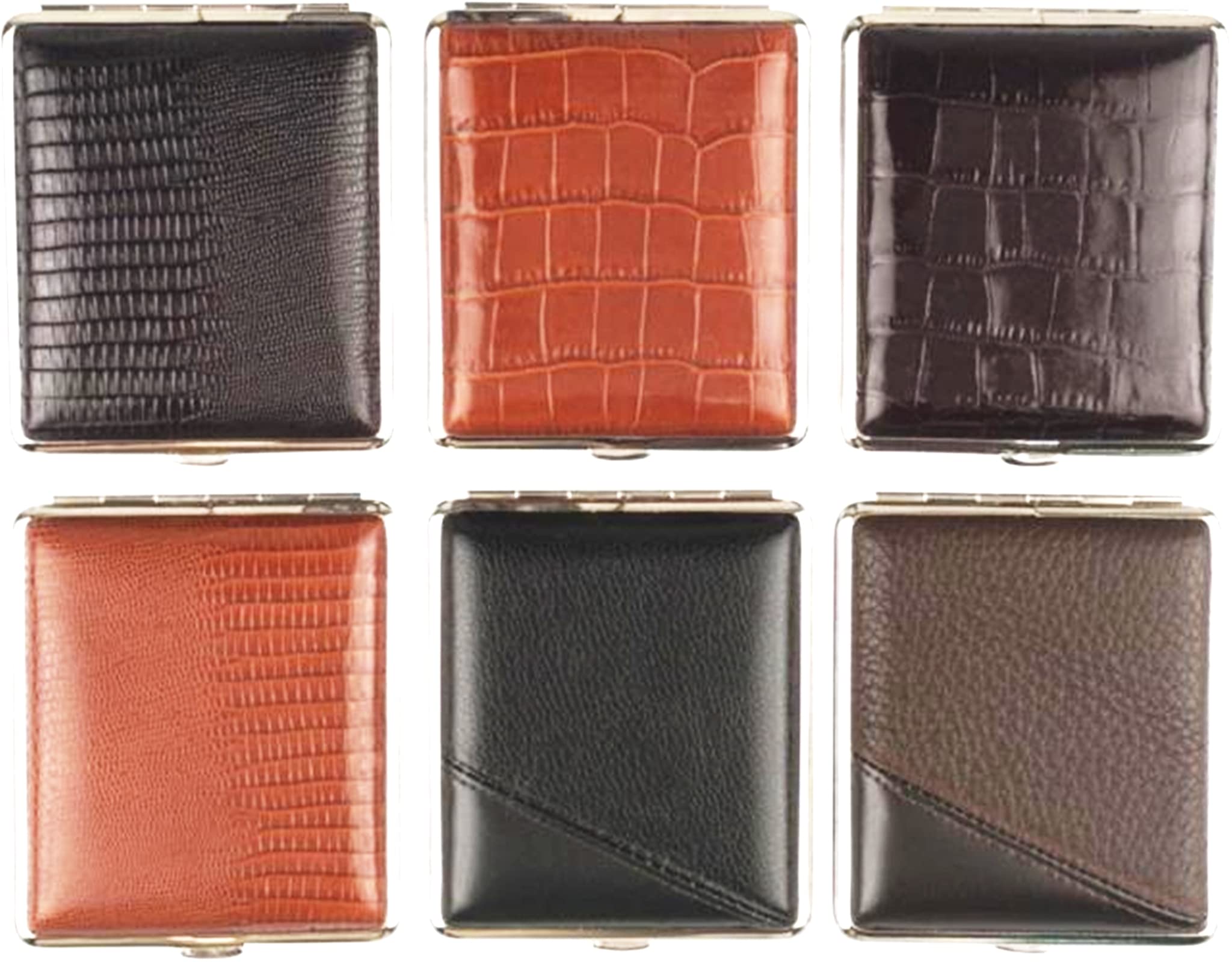 Portasigarette 16 king size / metallo pelle / 2 lati / elastico / telaio cromato / Made in Germany / 4 modelli (4)