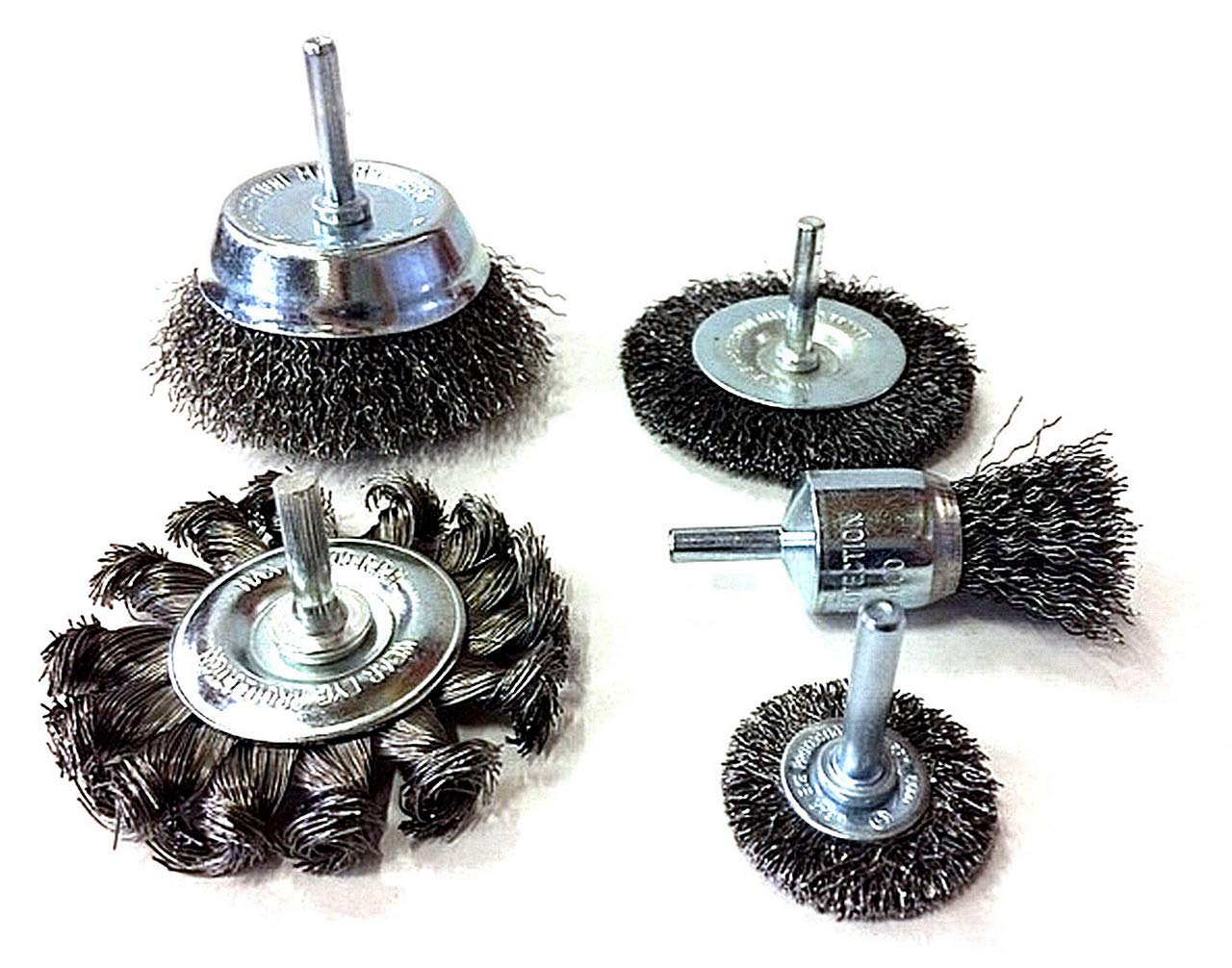 Kibros Lot 5 brosses acier tige 6 mm circulaire dur+bout dur+coupe dur