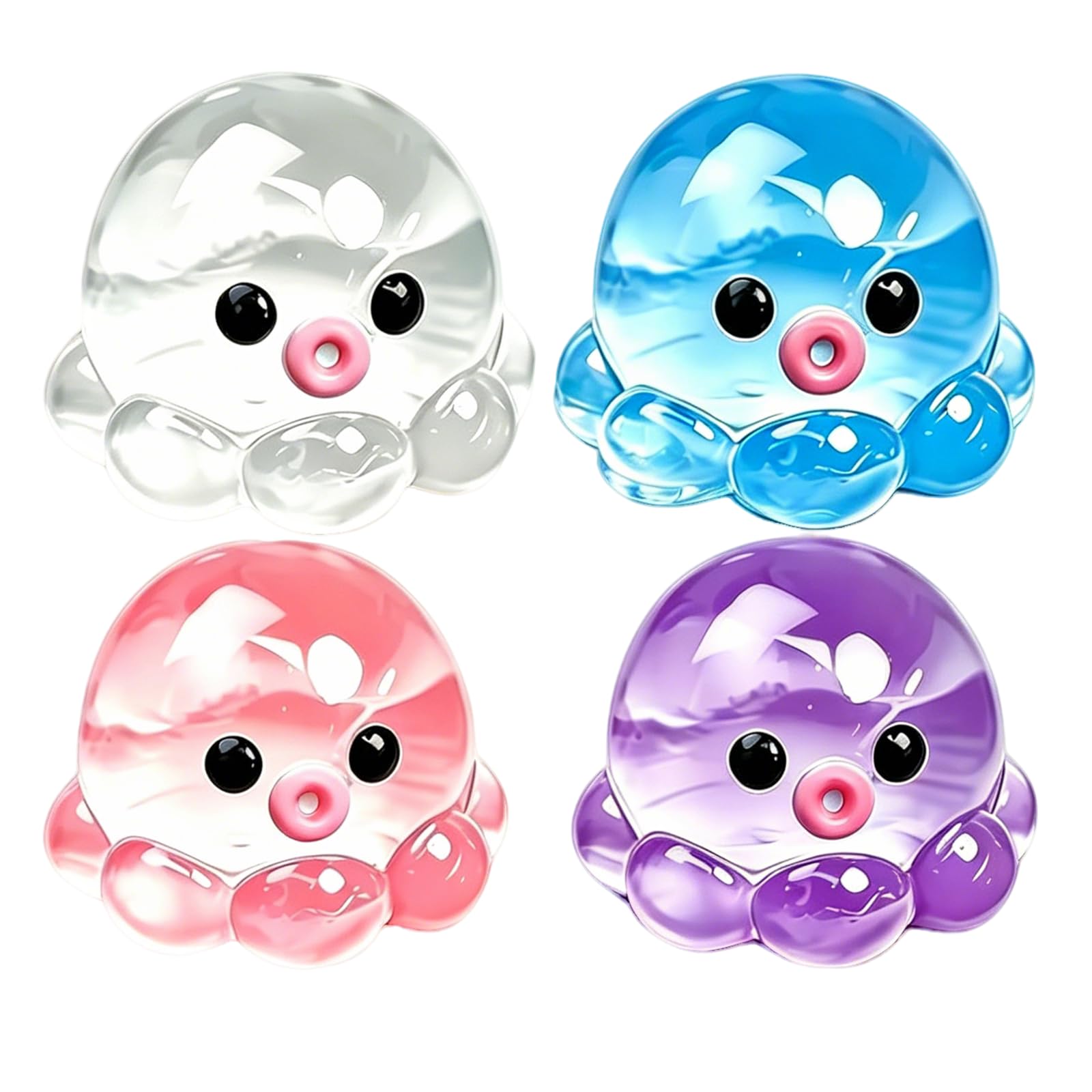 4PCS Octopus Squeeze, Squeeze Animals, Colorful Squeeze Octopus Set, Soft Resilient Animal Squeezes, Portable Handheld Jellyfish Squeeze Toys in White, Pink, Blue and Purple
