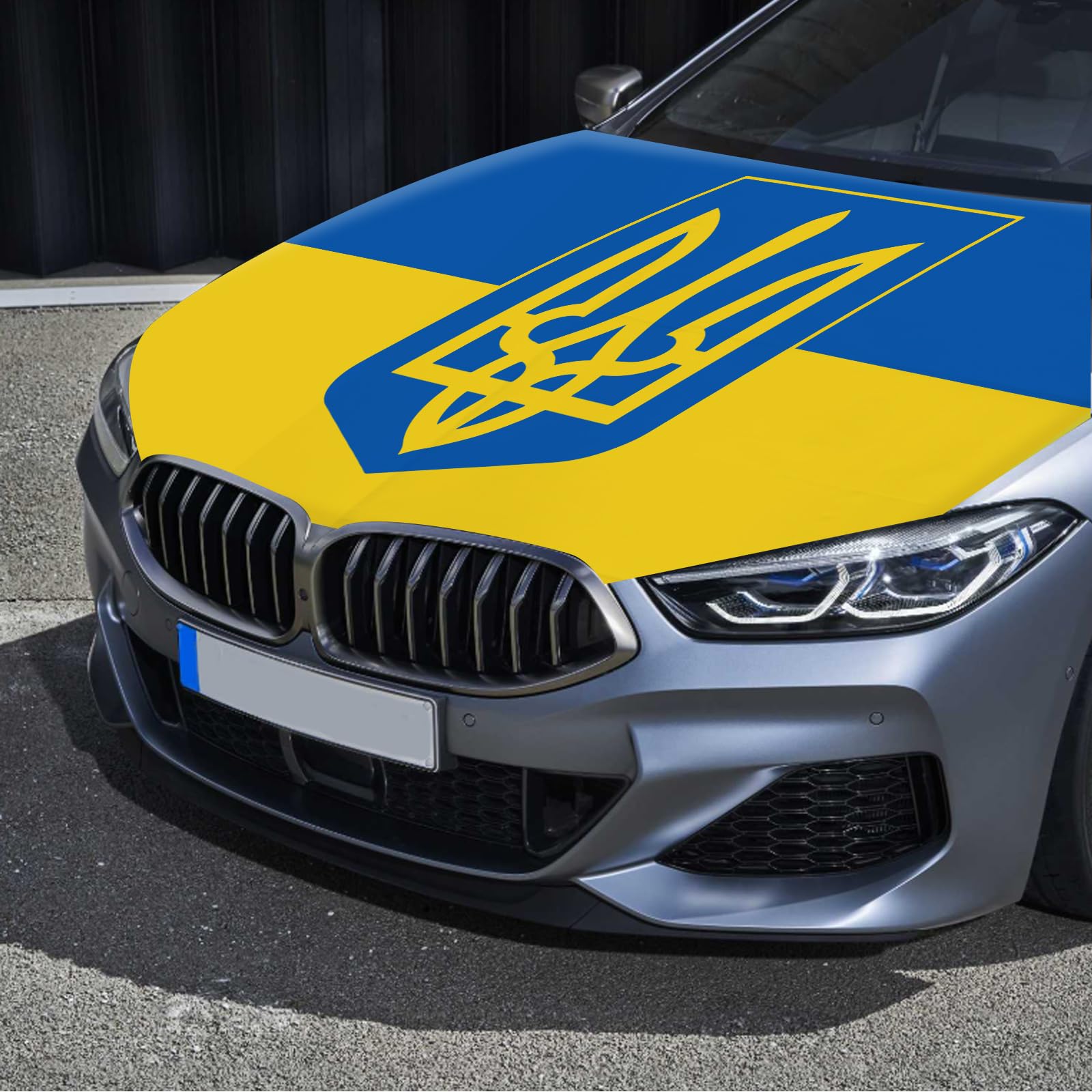 Ukraine Flag Car Hood Cover 3.5X5Ft Ukrainian Car Bonnet Banner Elastic Fabrics Windproof Vehicles Decorate Flags (Ukraine1)