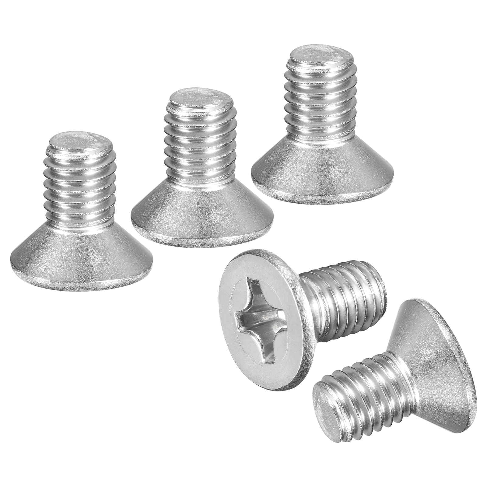 DTGN M8-1.25x14 Flat Head Countersunk Machine Screws - 20pcs - Good for Furniture and Machinery - 304 Stainless Steel Phillips Machine Screws Bolts - Silver