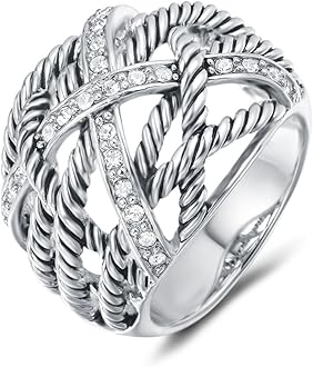UNY Ring Twisted Cable Wire Weave Designer Fashion Brand David Womens Vintage Valentine Love Gifts Rings