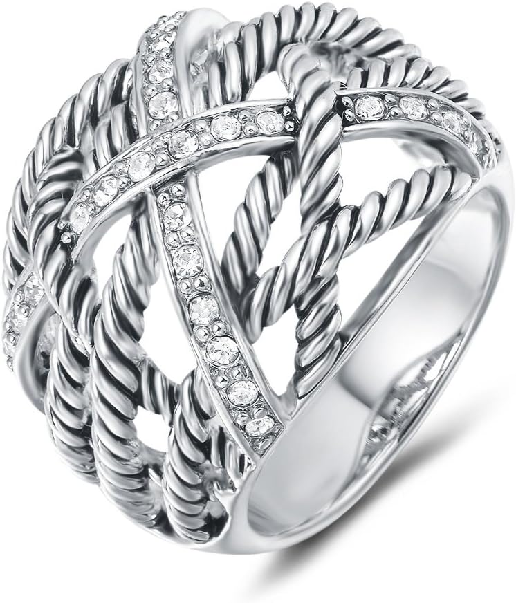 UNY Ring Twisted Cable Wire Weave Designer Fashion Brand David Womens Vintage Valentine Love Gifts Rings