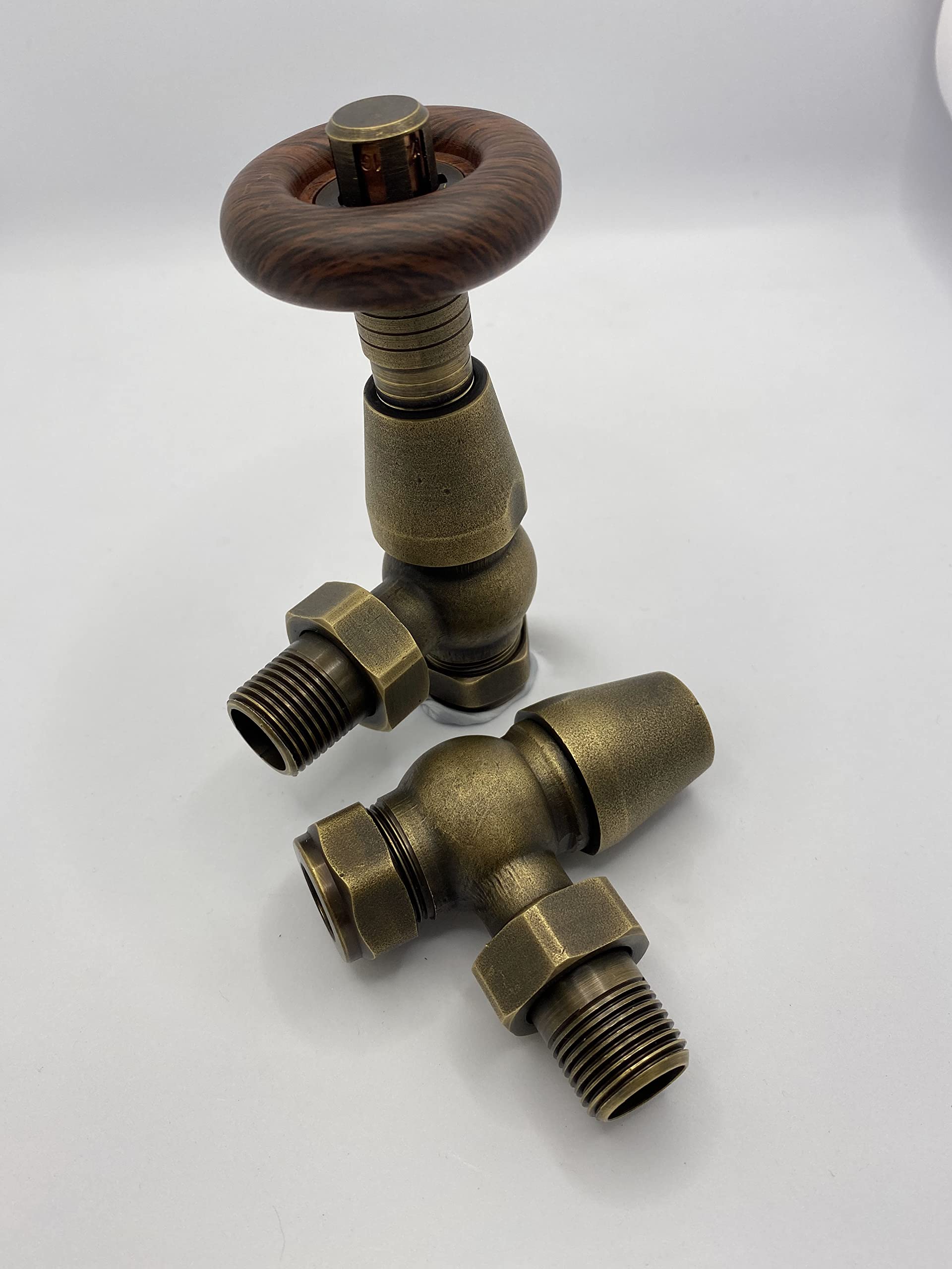 Excel Home Valvole termostatiche per radiatore, angolate in ottone anticato, Chelsea TRV, design tradizionale 1/2" x 15mm