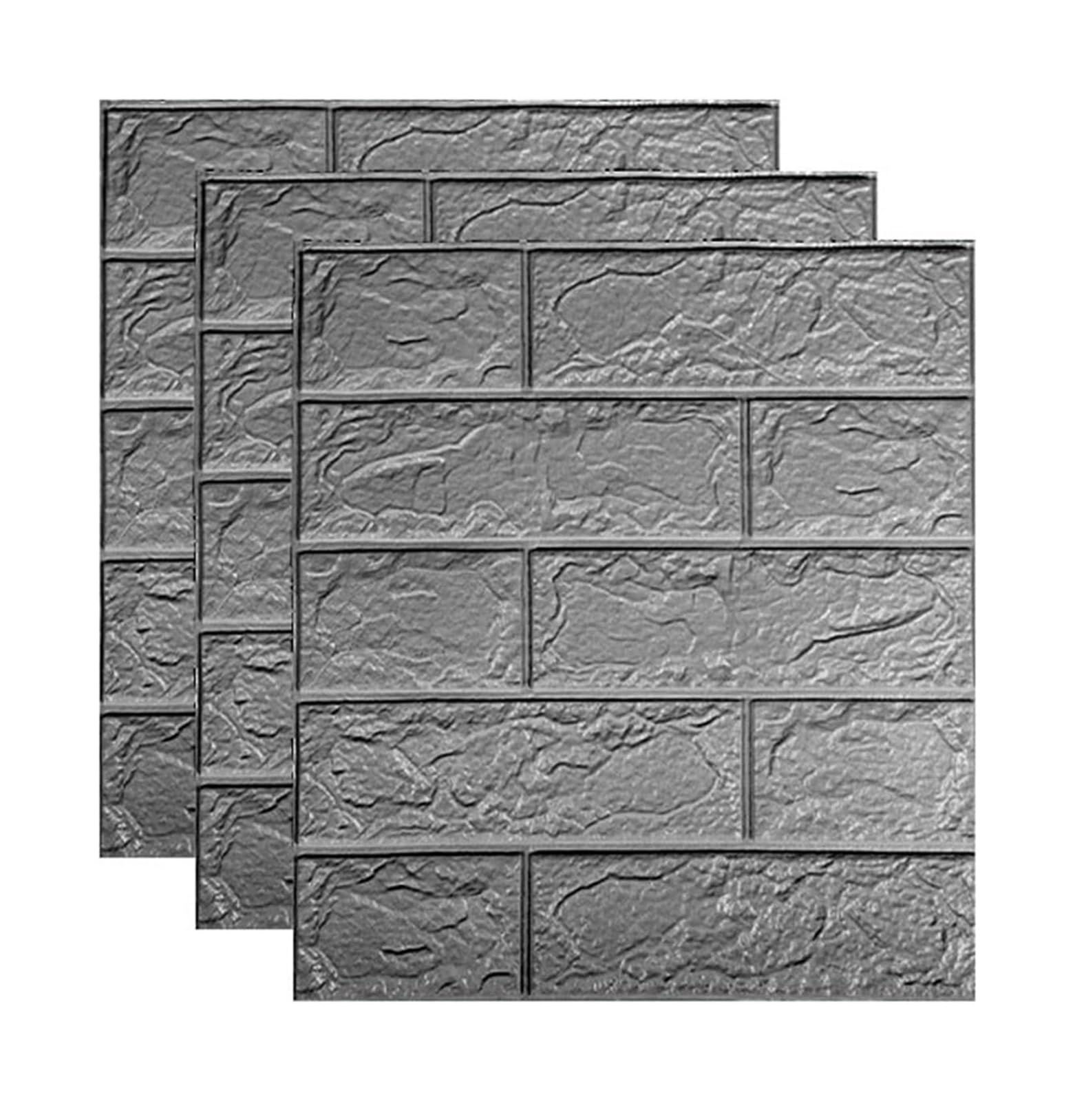 Sdgeryeeg Gris Wall Panels， 35X38.5cm Self-Adhesive Wall Panels Waterproof 3D Covering Peel And Stick For Tv, Bathroom, Kitchen(,10Pcs)