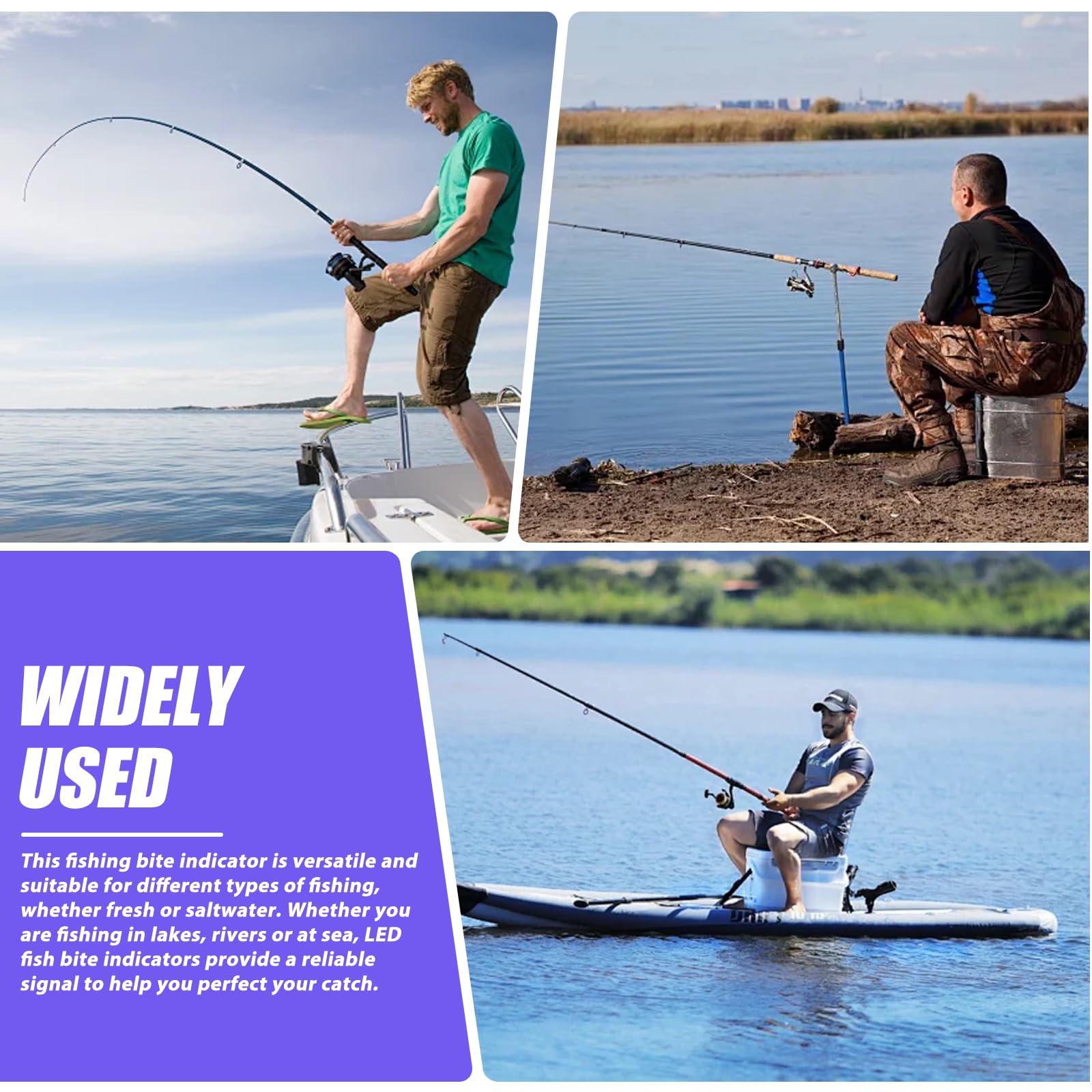Détecteur de touche électronique LED 4 pièces avec capteur de mouvement pour pêche