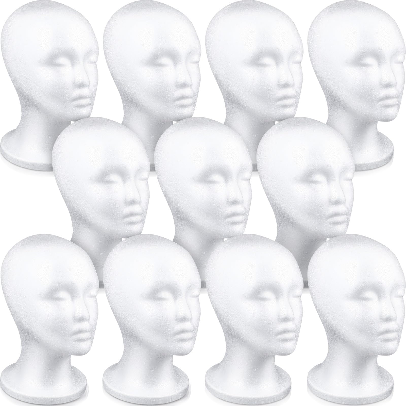 Thyle 10 Pcs Foam Wig Head Female Mannequin Hairpieces Stand Holder Cosmetics Model Head Wig Display for Style Model Hair Display Hat Hairpieces Home Mask Travel Salon