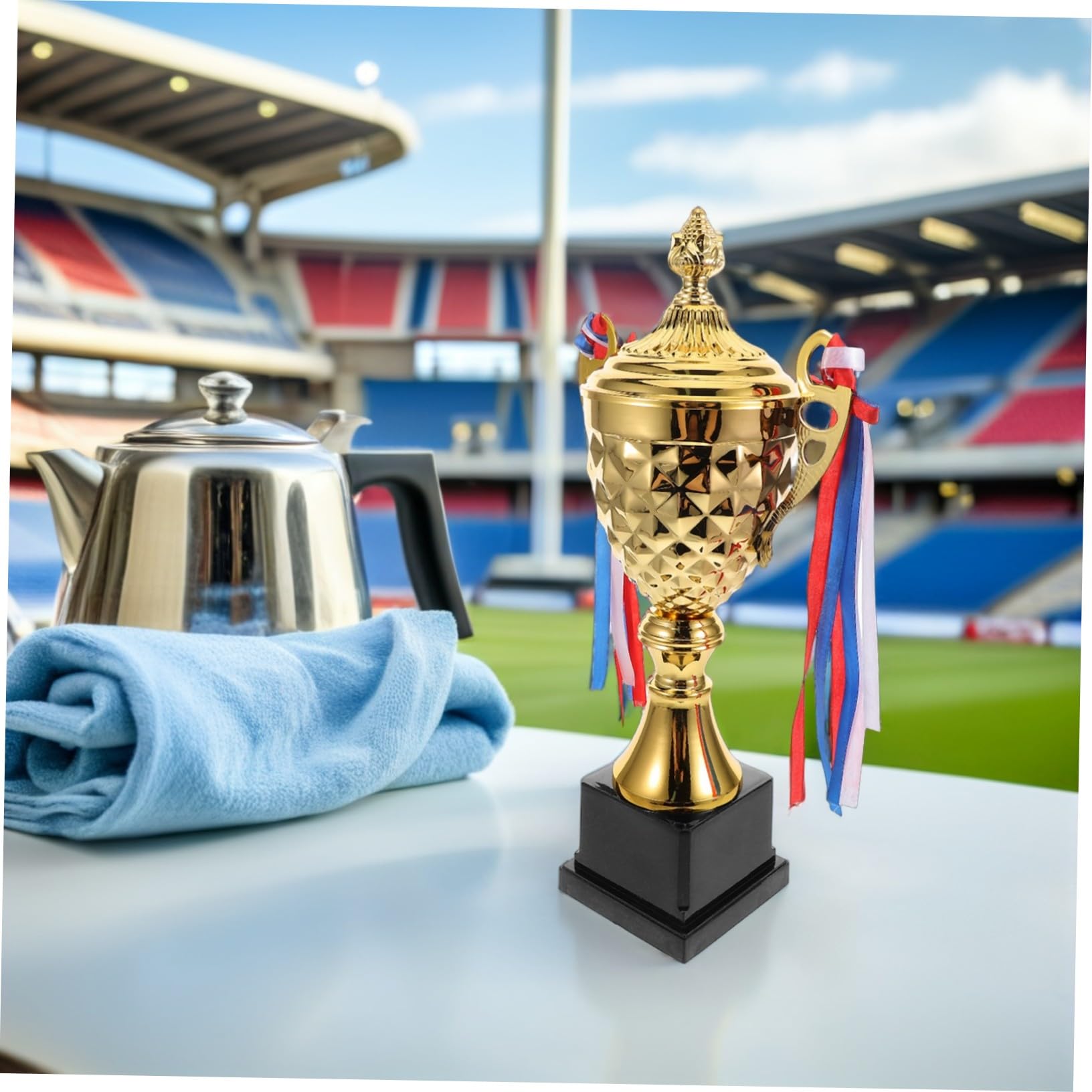 KOMBIUDA Großer Pokal aus Metall mit Elegantem Design und Klassischer Form Siegerpokal für Fußball und Gymnastik als Besonderes Erinnerungsstück