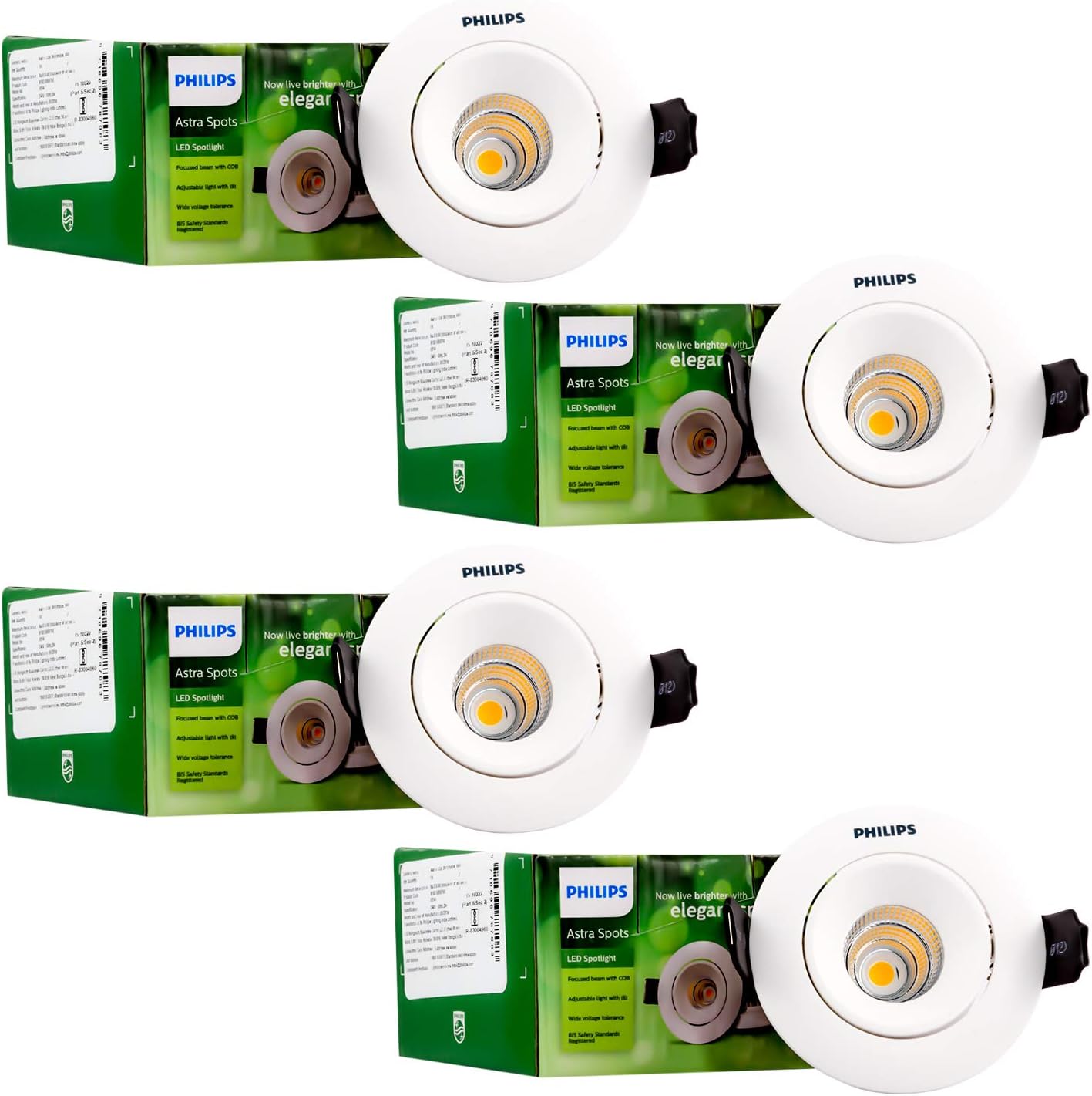 PHILIPS 3W LED Spots Light, Warm White, Pack of 4, (59145)