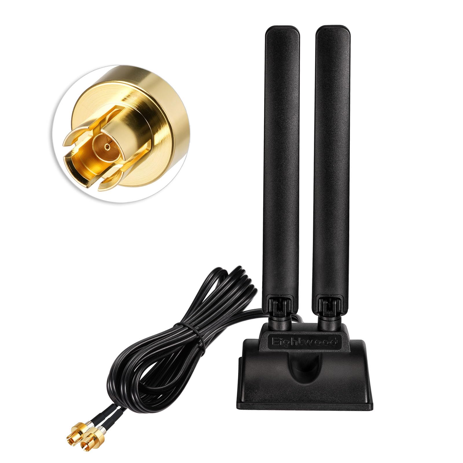 Eightwood Antenna WiFi 7 2.4GHz 5GHz 6GHz WLAN 6E Tri-Band Antenna con Base Magnetica e Cavo di prolunga da 2m per PC Bluetooth Scheda Madre Schede WLAN PCI Card WiFi