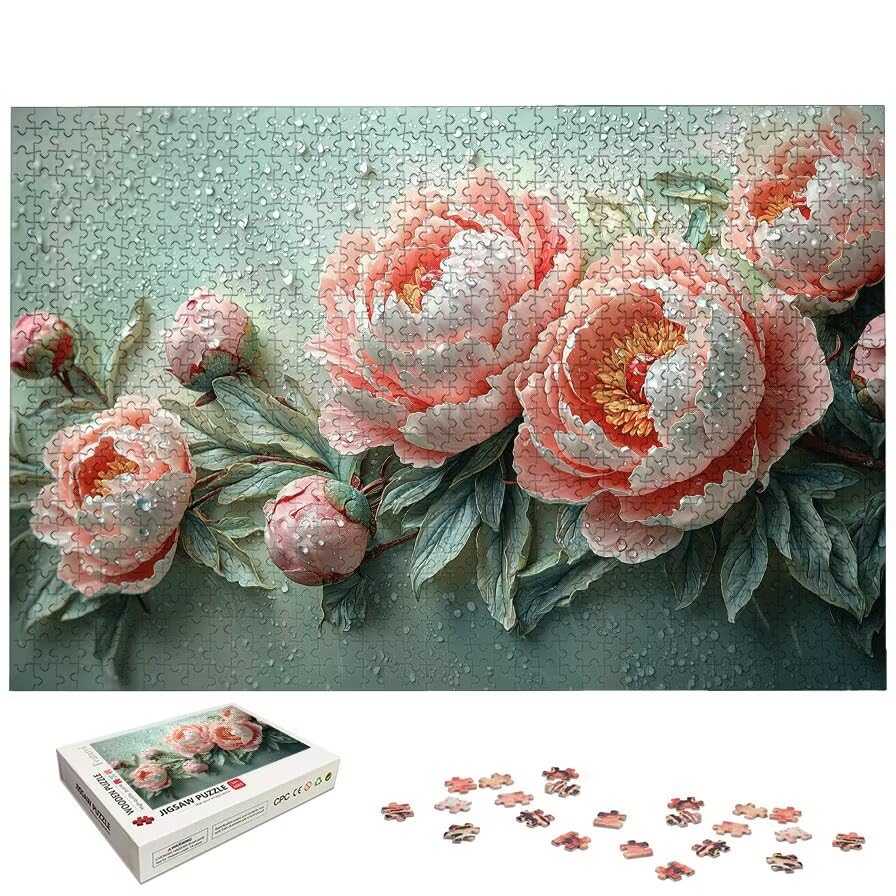 Puzzle 5000 Pezzi, Puzzle Fiore per Adulti, Peonia Puzzles in Legno con Squisita Scatola di Imballaggio, Puzzles in Legno Impegnativi per Famiglie, per Decorazioni Casa, Regalo Donna/Uomo, -5056