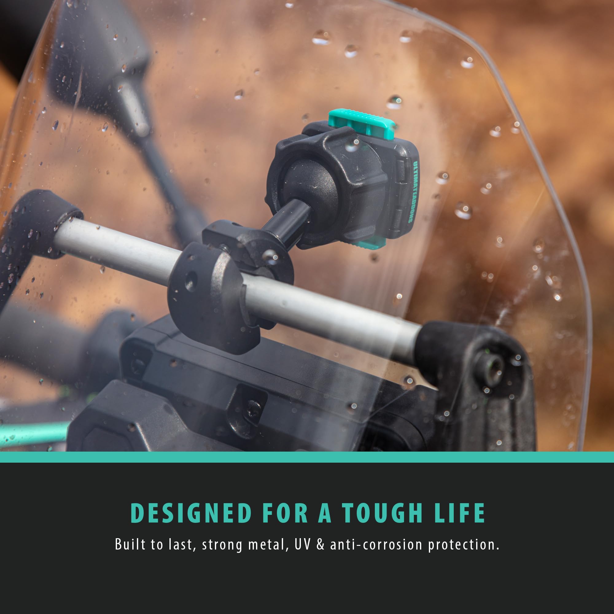 Ultimate Addons – Gancio Supporto Universale Per Bicicletta E Moto Con Sfera Da 25 Mm – Adatto A Manubri 8-16 Mm