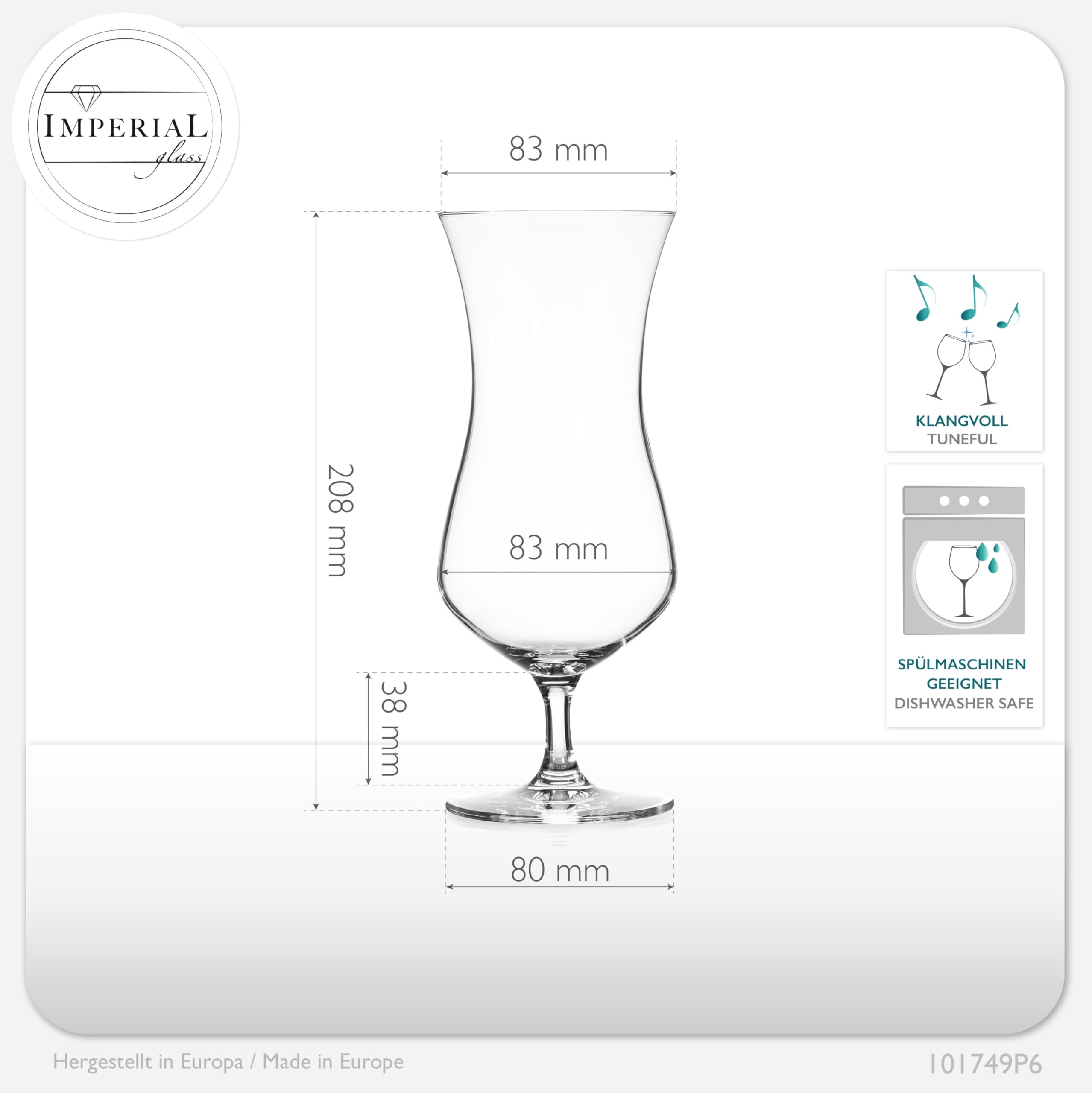 Juego de 6 vasos de cóctel de cristal Crystalline, 400 ml, vasos de café helado, vasos de huracán 117