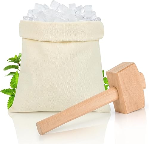 Lewis Bolsa de hielo y mazo, trituradoras de hielo para uso doméstico, bolsa de trituración de hielo para kit de barman y herramientas de bar,
