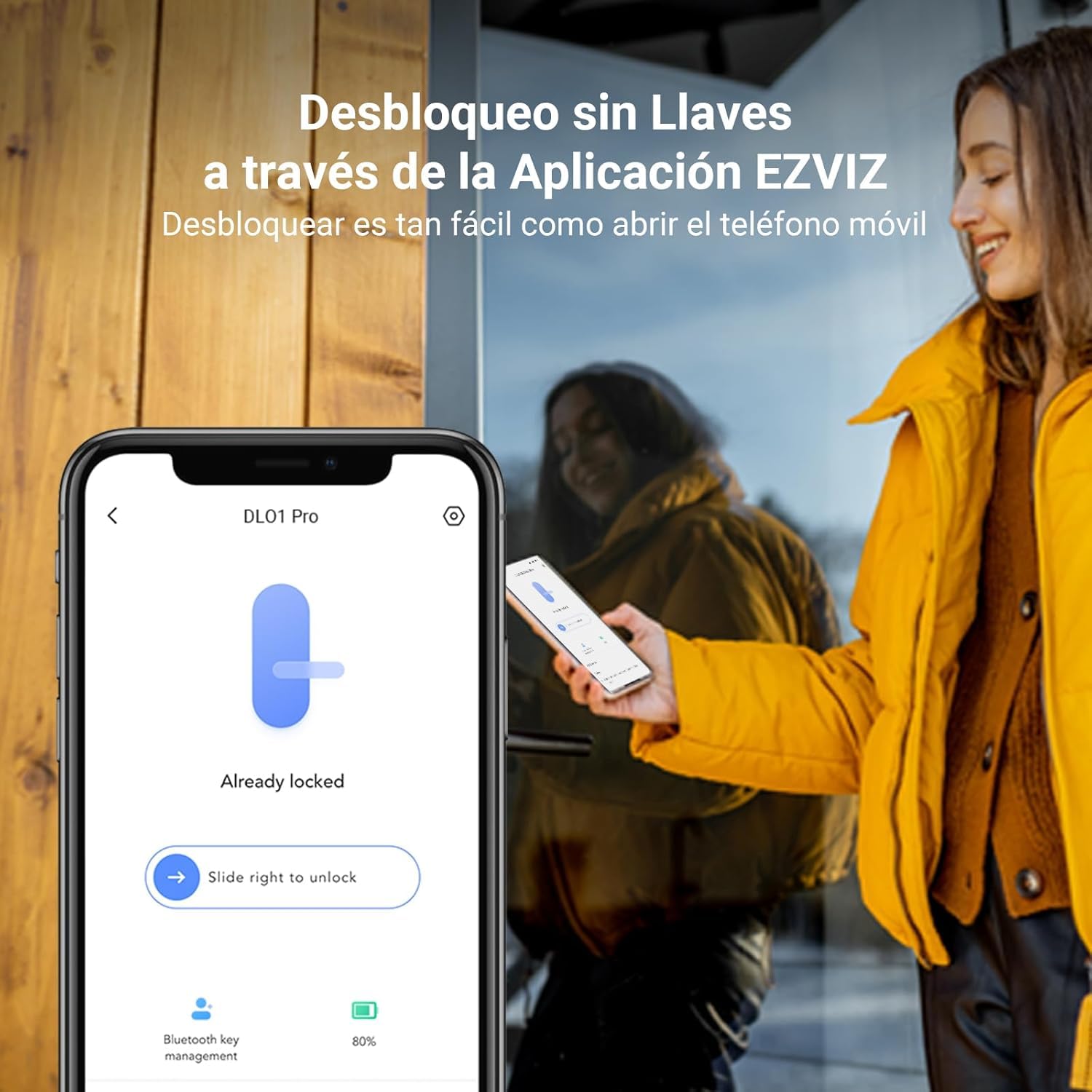 EZVIZ DL01 Pro Cerradura Inteligente con Teclado Multifunctional,Cerradura Electrónica de Puerta con Instalación DIY,Acceso sin Llave por App/Tarjetas/Códigos,Timbre Incorporado,Modo de Privacidad