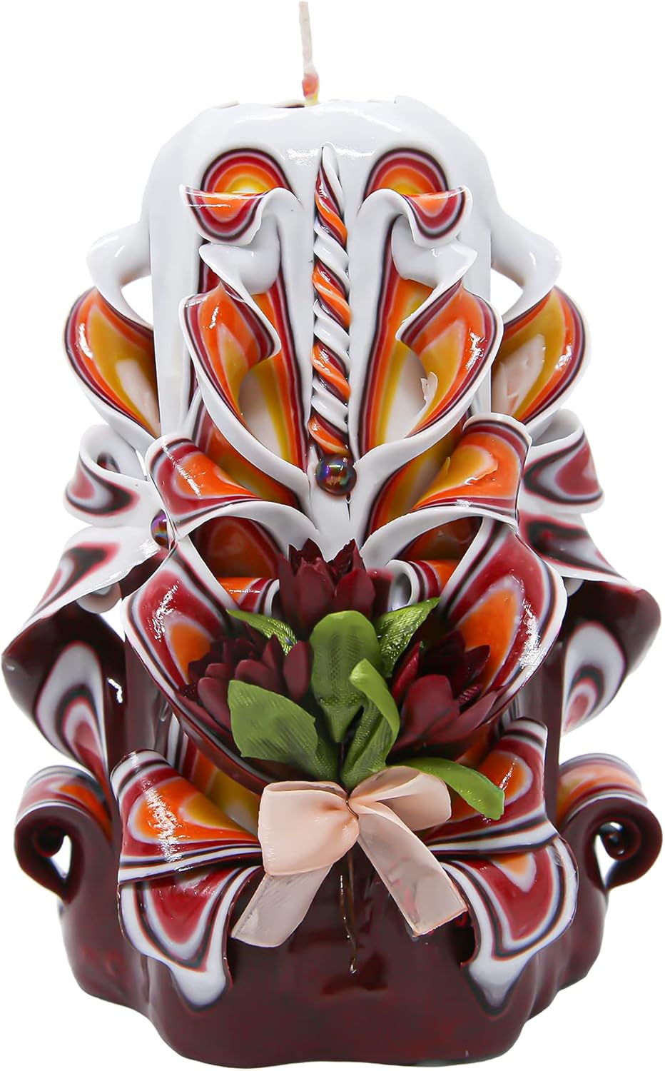 Handmade Carved Candle - Surprise Gift For Her - Decor Birthday Halloween Thanksgiving Christmas - Spiritual Living Room Home Decor Candles - Unique Engagement Wedding Idea - White Blue - Ordagio