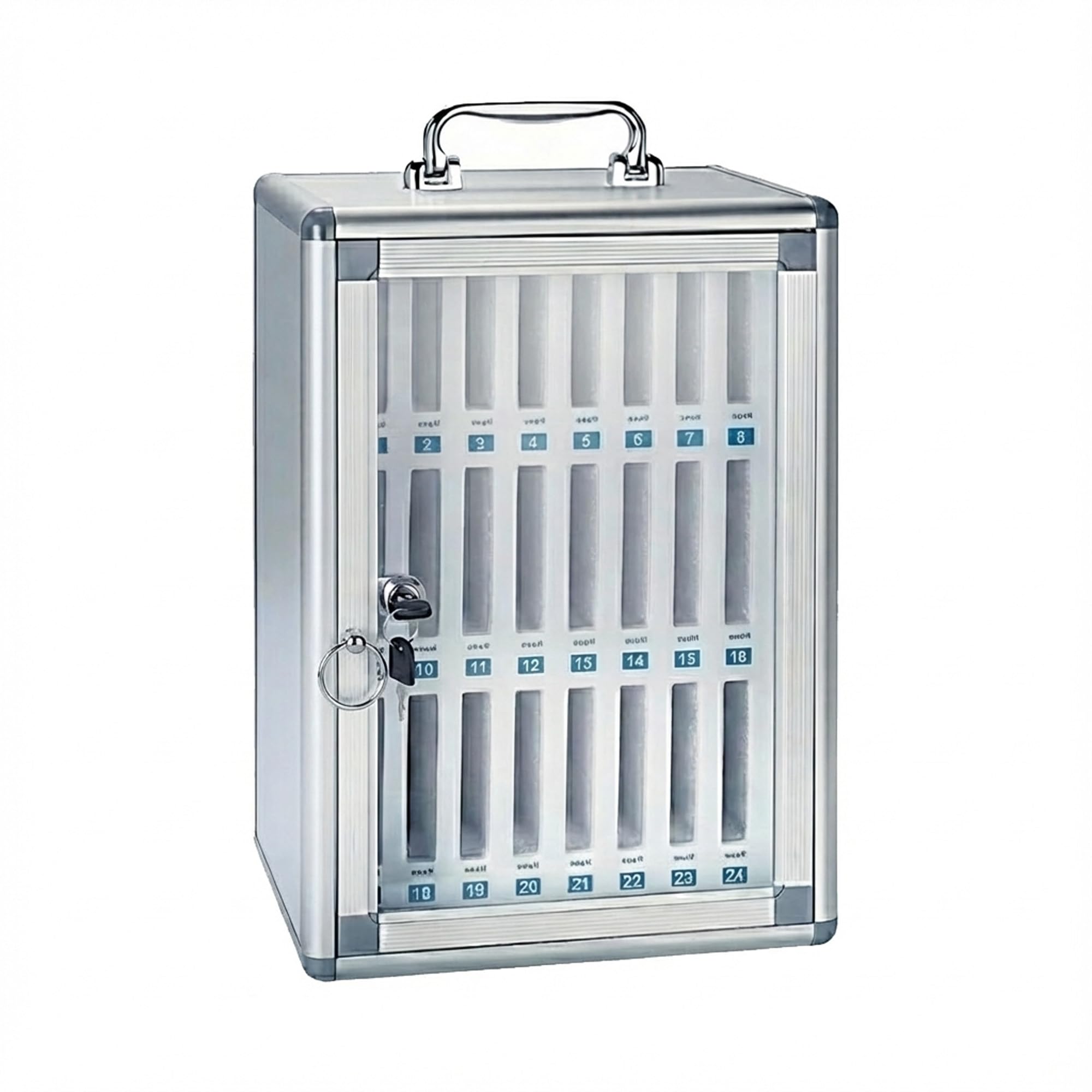 oddpod™ 24-Slot Medium Aluminum Alloy Storage Box for Mobile Phones with Pocket & Transparent door/Table top & Wall Mount Safe Locker Cabinet for Cell Phones for Office, Classroom, Gym-image-3