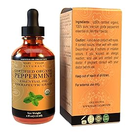 Organic Peppermint Essential Oil 4 oz, USDA Certified Mentha Piperita, Perfect for Aromatherapy, Diffuser, DIY by Mary Tylor Naturals