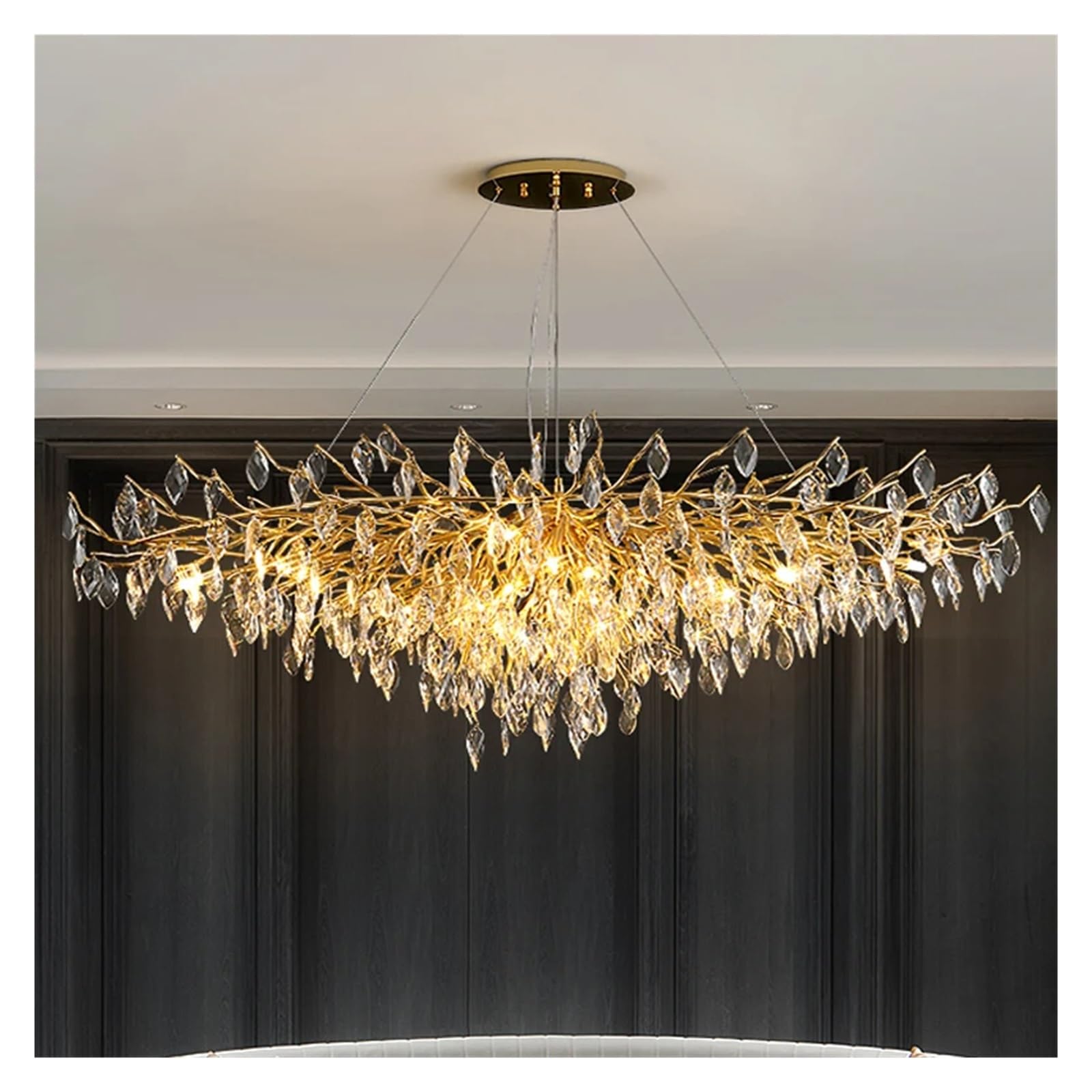 HYJAUSXB Luxury Modern Gold Crystal LED Pendant Chandelier for Dining and Living Room Decor