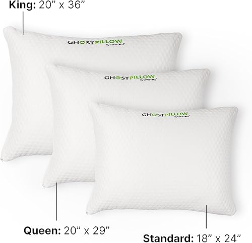 Miniatura 7 de GhostBed Almohada de espuma viscoelástica triturada con espuma viscoelástica de gel ajustable y funda transpirable refrescante, almohadas de espuma