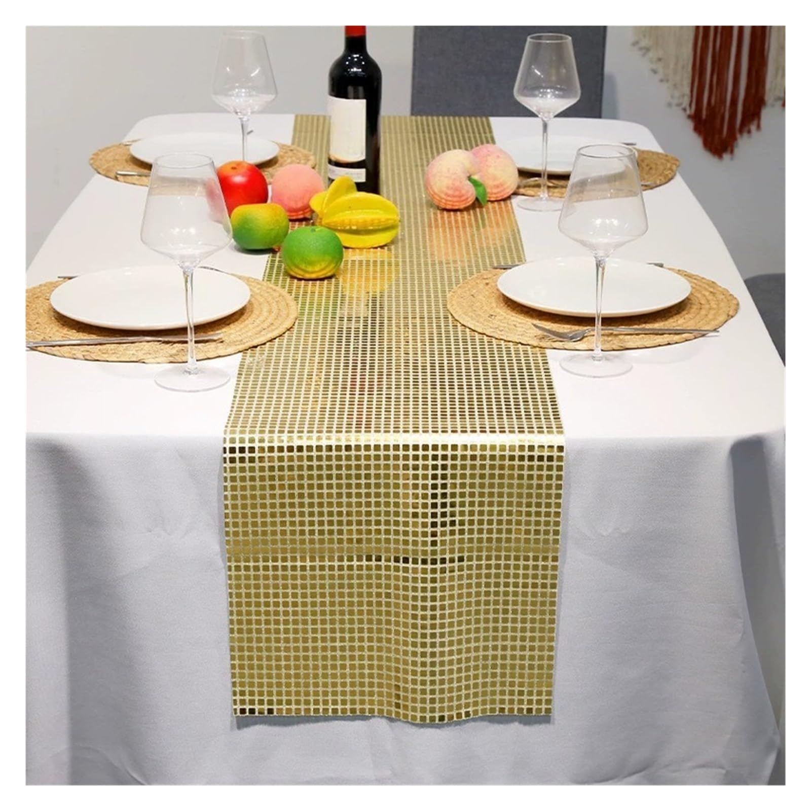 Disco Table Runner 1PC Party Sequin Tablecloth Solid Color Glitter Fold Hotel Wedding Birthday Table Decor 30x180cm(Champagne gold,30x180cm)