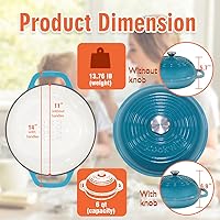 Vista 4 de Horno holandés de hierro fundido esmaltado con tapa, kit para hornear pan de 11 pulgadas, sartén esmaltada de 6 cuartos de galón, horno holandés